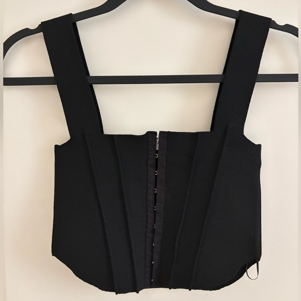 Zara Black Structured Corset Crop Top